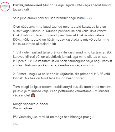 Kristeli tagasiside viilidele ja primerile